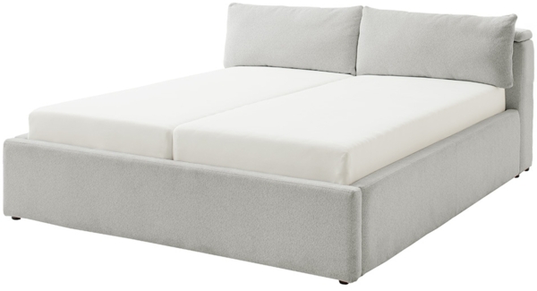 Stauraumbett >Malindi< Liegefläche 160x200 cm, in Hellgrau - 176x120x233 (BxHxT)