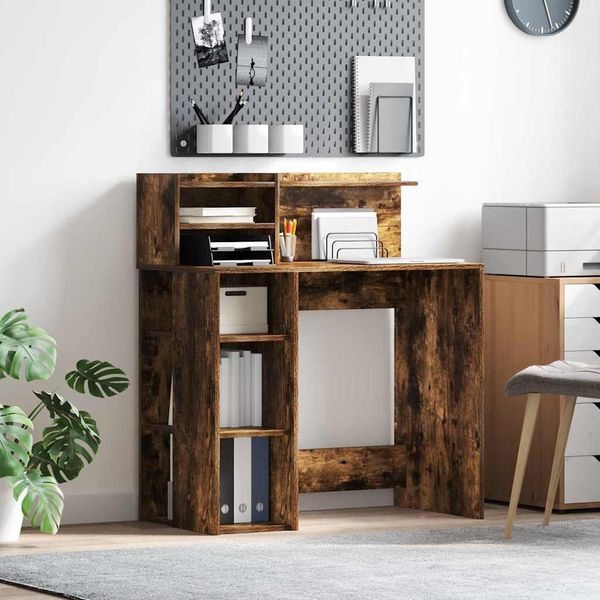 vidaXL Schreibtisch Geräucherte Eiche 90 x 48 x 101,5 cm Holzwerkstoff 869526