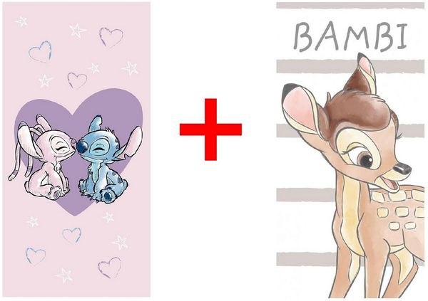 Disney Strandtücher Disney Lilo und Stitch + Bambi Handtuch Strandtuch Badetextilien 2er-S, Frottee (Set, 2-St)