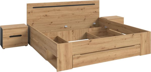 Schlafzimmer-Set B/H/T: 284x87x205 cm in Basalt grau Nachbildung und Artisan Nachbildung