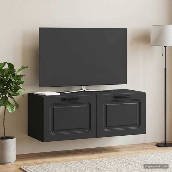 vidaXL Wandmontierter TV-Schrank Schwarz 78,5 x 31 x 30 cm 899396