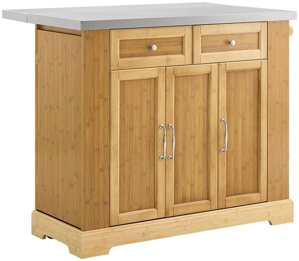 SoBuy FKW130-N Kücheninsel, Spanplatte, Melamin, Bambus, 107 x 92,5 x 43 cm