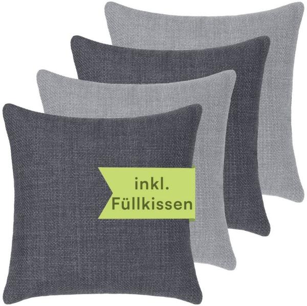 Selfitex Dekokissen 4er Set 40x40cm inkl. Füllkissen, edler Struktur Polsterstoff, für Sofa, Couch, Bett oder als Polster jeglicher Art