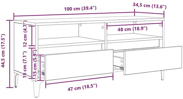 vidaXL TV-Schränk mit Schubladen Artisan-Eiche 100 x 34,5 x 44,5 cm 881469 Bild 12