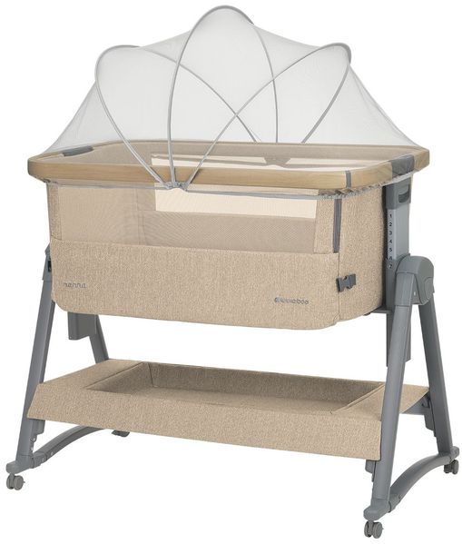 Kikka boo Beistellbett Nanna 2 Matratze Schaukelstäbe Moskitonetz Räder Korb beige