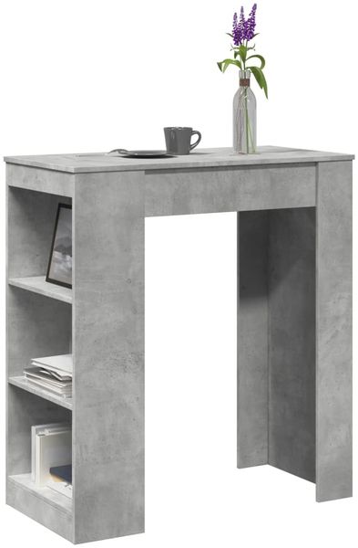 Bartisch, Stehtisch, Bistrotisch mit Regal Betongrau 95x47x103,5 cm Holzwerkstoff