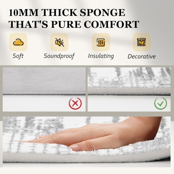 Vamcheer Teppich 160x230 Grau Flauschig Moderner Komfort Schwamm Bild 4