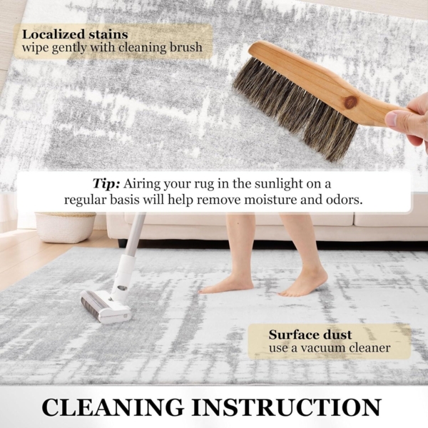 Vamcheer Teppich 160x230 Grau Flauschig Moderner Komfort Schwamm Bild 7