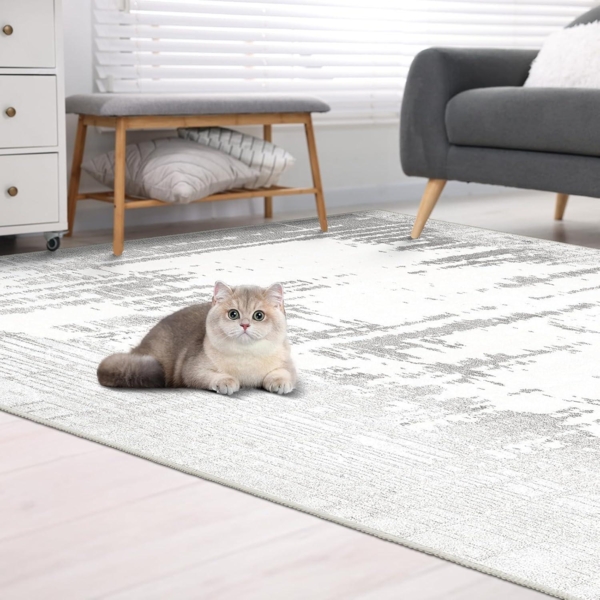 Vamcheer Teppich 160x230 Grau Flauschig Moderner Komfort Schwamm Bild 3