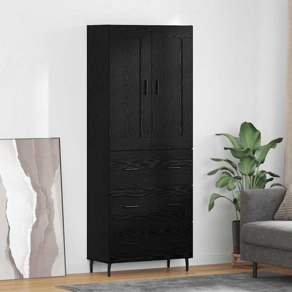 vidaXL Highboard 2 pcs Schwarz Eichen-Optik Holzwerkstoff 3416083