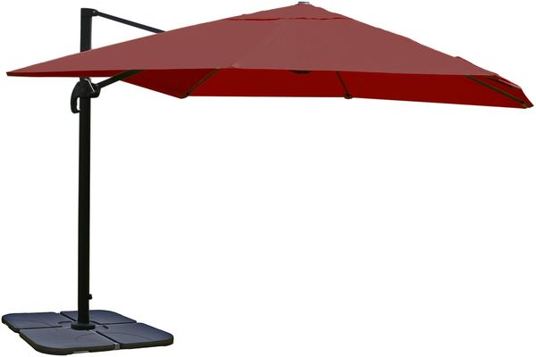 Ampelschirm HWC-A96, Gastronomie Sonnenschirm, 3x3m (Ø4,24m) Polyester/Alu 23kg ~ bordeaux mit Ständer, drehbar Bild 8