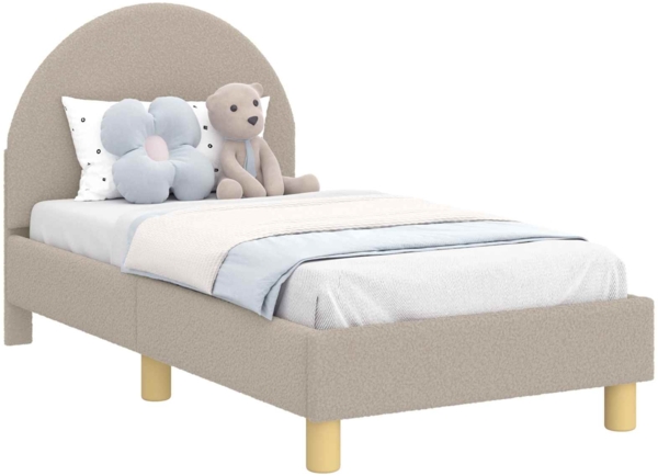 vidaXL Kinderbettgestell mit Kopfteil Hellgrau 70x140 cm Schafstoff 42011026