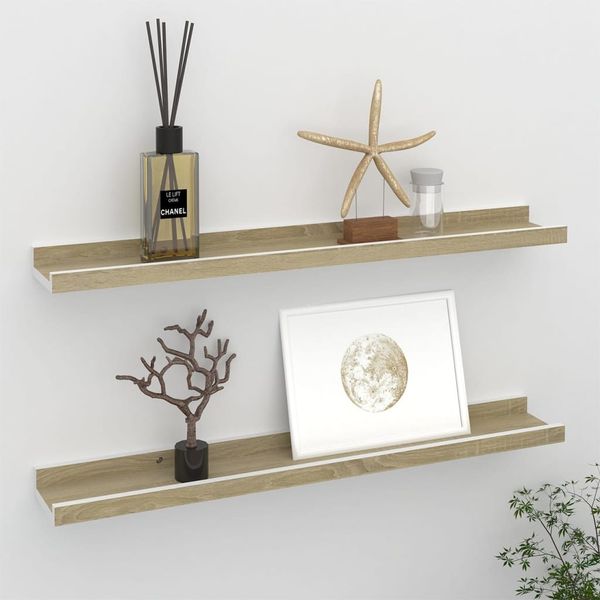 vidaXL Wandregale 2 Stk. Weiß und Sonoma-Eiche 60x9x3 cm 326690