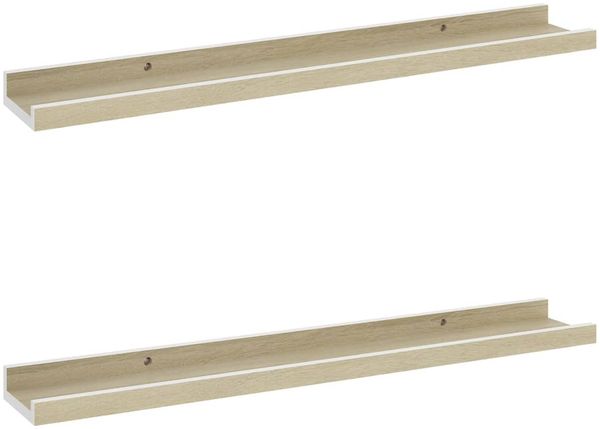 vidaXL Wandregale 2 Stk. Weiß und Sonoma-Eiche 60x9x3 cm 326690 Bild 2