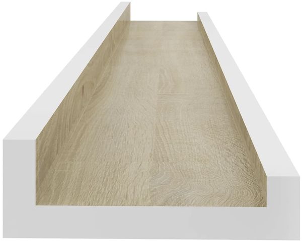vidaXL Wandregale 2 Stk. Weiß und Sonoma-Eiche 60x9x3 cm 326690 Bild 6