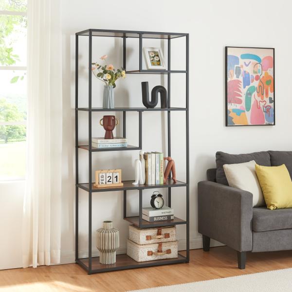 Bücherregal Østre 180x83x34 cm Schwarz/Walnussoptik [en. casa]