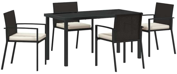 vidaXL Garten Essgruppe 5 pcs Schwarz Pulverbeschichteter Stahl 3379235