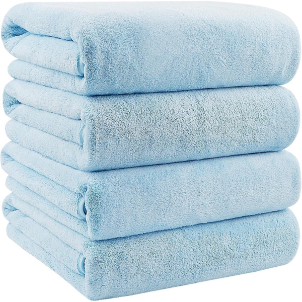 Badetuch-Set 4 Stk. 68x137 cm Weich Saugfähig Schnell Trocknend Blau