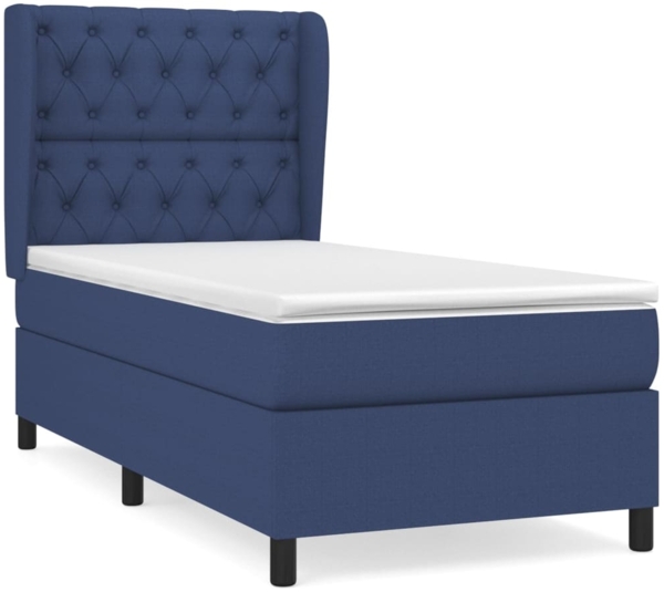 vidaXL Boxspringbett mit Matratze Blau 80x200 cm Stoff 3128163
