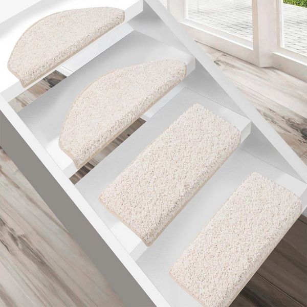 Karat Stufenmatte Shaggy-Stufenmatte Madrid, Treppenschoner, 16 Farben, 2 Varianten, Halbrund