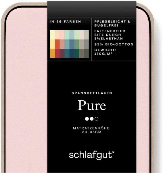 Schlafgut Spannbettlaken PURE Bio-Baumwolle mit Elasthan, dehnbar blickdicht, straff, Bettlaken, Jersey, Gummizug: rundum, (1 Stück), Laken für Matratzen bis 30cm Höhe, in 90x200, 140x200 oder 180x200 cm