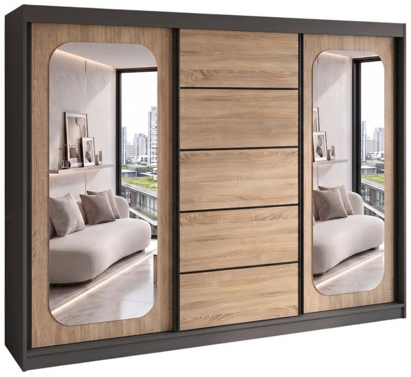 A&J MöbelLand GmbH Schiebetürenschrank BELANO – Moderner Kleiderschrank mit Schiebetüren (Die perfekte Kombination aus modernem Design, hoher Funktionalität und großzügigem Stauraum für Kleidung, Bettwäsche und Accessoires, erhältlich in verschiedenen ...