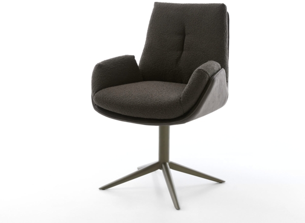 Drehstuhl Clea-Flex Materialmix Schwarz Fußkreuz Effektfinish Titan 360° drehbar Wippfunktion