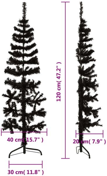 vidaXL Künstlicher Halb-Weihnachtsbaum Ständer Schlank Schwarz 120 cm 344574 Bild 8