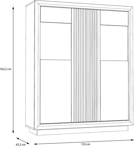 FORTE Savona Vitrine mit LED Beleuchtung, Holzwerkstoff, Schwarz/Braun, 133 x 161,8 x 42,3 cm Bild 7