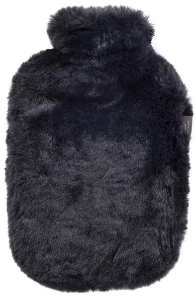 Wärmflasche mit Bezug Flauschbezug Extra Soft Schwarz 2 L Fashy 67381-20