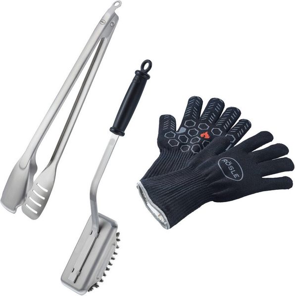 RÖSLE Barbecue Premium Grill-Set, 3-teilig, Edelstahl silber / schwarz