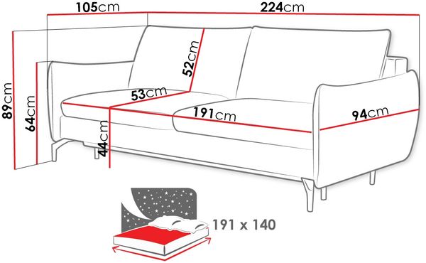 Schlafsofa Midori, Farbe: Soro 90 Bild 4