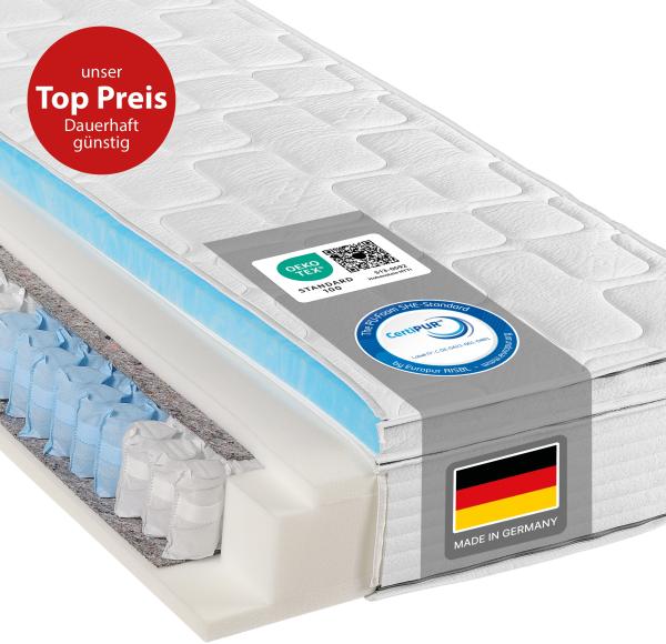 Taschenfederkernmatratze Diamant Plus Top-Handling und Hygiene durch integrierten Topper, Beco, 26 cm hoch, waschbar bis 60°, 180x200 cm, H2 Bild 2