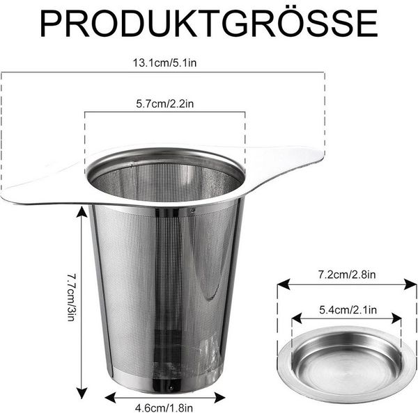 SinLaw Teesieb Teefilter 2-teiliges,passend für Teefilter für Bulk Tee,mit 2-Griffen, (1-St), Mit Deckel und Doppelgriff