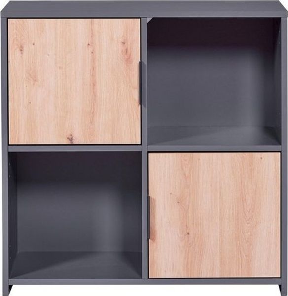 Regal Bücherregal PEPETO 2T mit 2 Türen Optik: Grau / Artisan Eiche