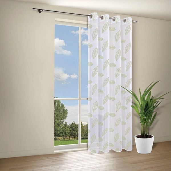 Gerster Gardine Helen (1 St), Ösen, transparent, Wirkware, Ösenschal bestickt mit Blättern