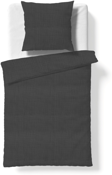 Fleuresse Musselin Bettwäsche 155x220 Faro grau anthrazit uni 614446-9064