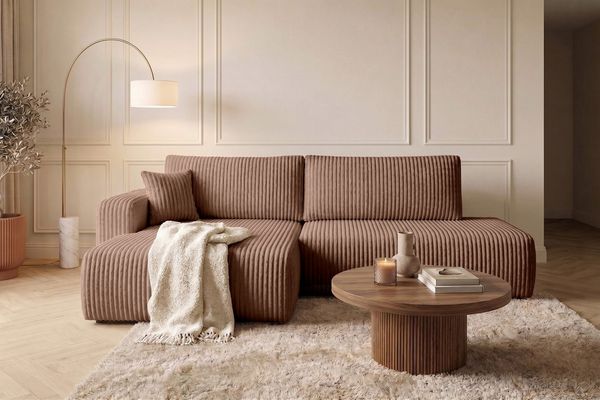 Kaiser Möbel Ecksofa mit Schlaffunktion und Bettkasten, Cordstoff Tilia, OPEN XL, XL-Format,Große Liegefläche,Cordstoff mit hoher Abriebfestigkeit