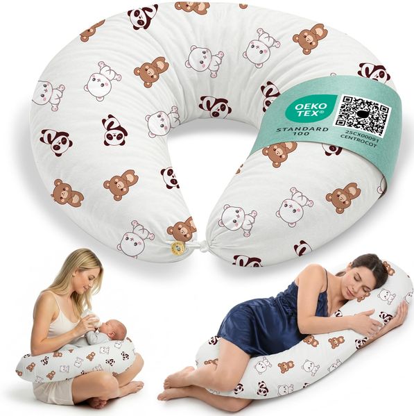 Stillkissen Schwangerschaftskissen XXL 200x70 cm Lagerungskissen für Baby/Erwachsene Kissen für Schwangere Seitenschläferkissen mit Bezug aus Baumwolle Ergonomisch & Multifunktional 100% Waschbar