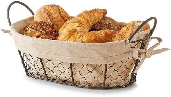 Basera® Aufbewahrungskorb Brotkorb / Obstkorb mit waschbarem Stoffeinsatz (1 St), 26 x 17 x 9 cm
