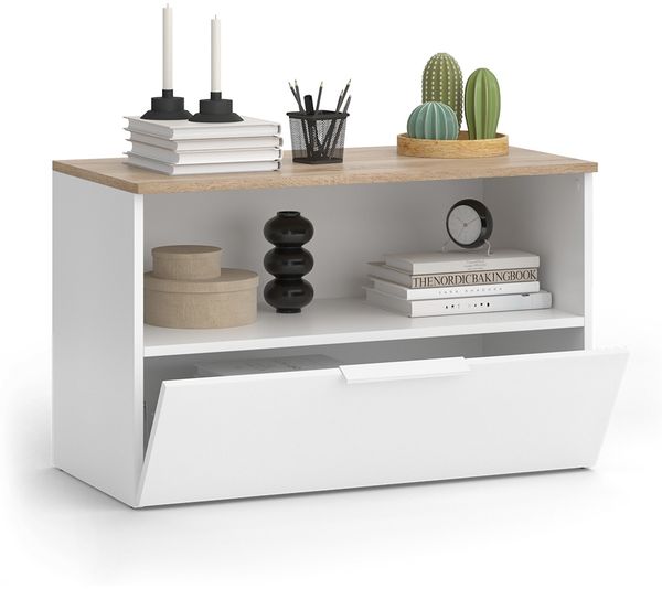 Kommode Wido Weiß/Sonoma 80 x 50 cm mit 1 geschlossenem Fach Vicco Bild 6