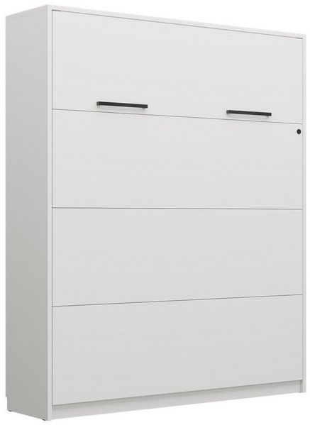 QMM TraumMöbel Schrankbett Wandbett modern vertikal GN 160 x 200 mit LED weiß congo eiche (Möbelstück, 1-St, Schrankbett vertikal 160x200) vertikal klappbar