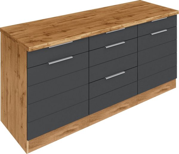 KOCHSTATION Unterschrank KS-Luhe 180 cm breit, für viel Stauraum, MDF-Fronten mit waagerechter Lisene