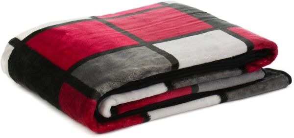 Gözze - Weiche Kuscheldecke, Cashmere Feeling, Hohes Stoffgewicht 500 g/m², Antigua, 150x200 cm - Rot/Bordeaux/Schwarz/Weiß