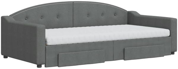 vidaXL Tagesbett Ausziehbar mit Schubladen Dunkelgrau 100x200 cm Stoff 3197590 Bild 3