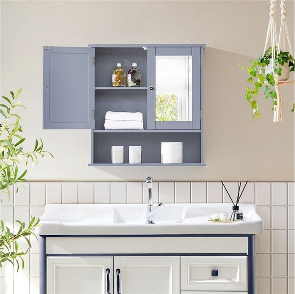 Yaheetech Hängeschrank Badschrank Kommode mit Spiegeltür