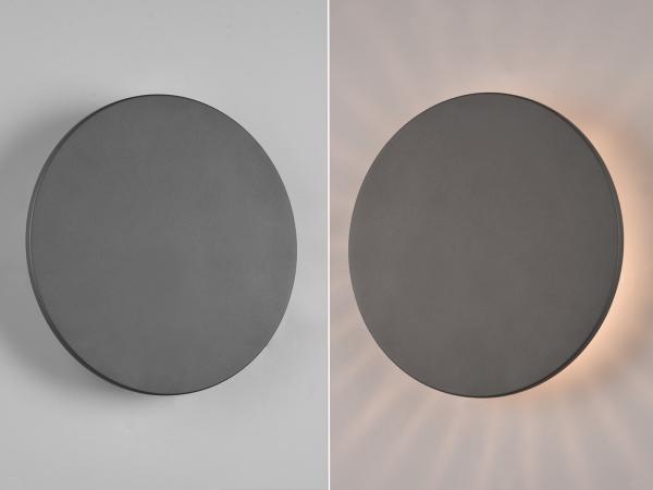 LED Außenwandleuchte Anthrazit 2er Set indirekte Beleuchtung Ø 25cm