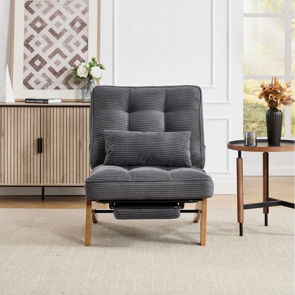 STILVORA Loungesessel mit Lendenkissen,Relaxsessel Loungesessel mit Fußstütze&Holzbeinen (aus Stoff, mit Fußstütze), mit Lendenkissen und Holzbeinen