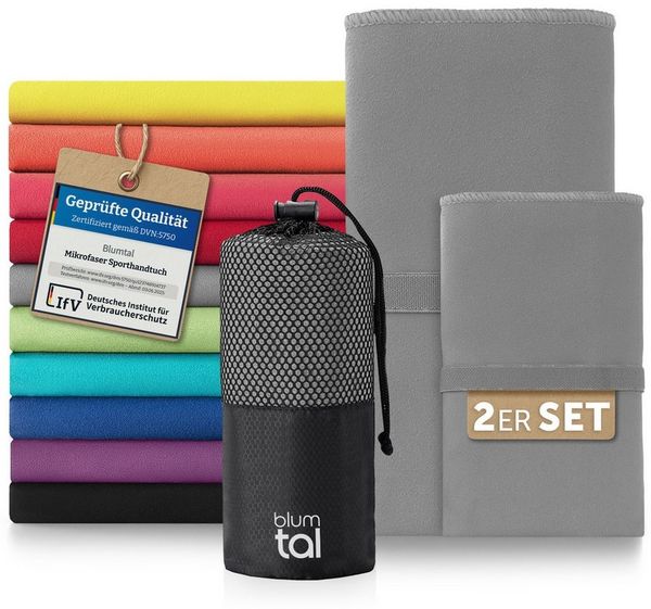 Blumtal Sporthandtuch Mikrofaser Handtücher Set, Mikrofaser (2-St), Ultra leicht, kompakt & schnelltrocknend