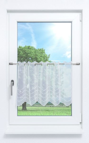 Scheibengardine Plauener Spitze - Melissa #1W (Bx H) 162cm * 45cm reinweiß/Weiß